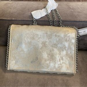 Chelsea29 Crossbody Clutch Chain NWT Gold Platinum  Handbag
